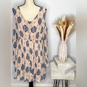 Boho Cold Shoulder Dress - Light Pink / Cream - Size 1X